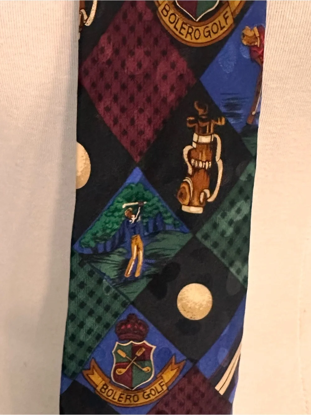 Men's Multi-Color Golf Pattern Silk Tie - Blue & Burgundy